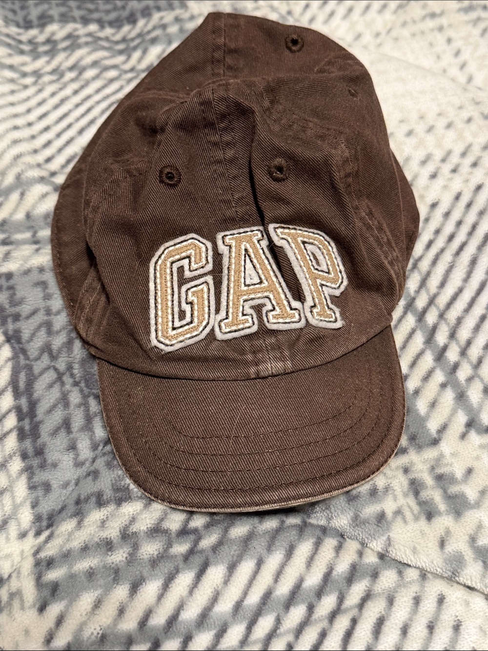 GAP Baby Brown Baseball Cap with Contrasting White-Tan Embroidered Logo